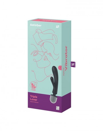 Satisfyer triple lover 2 in 1 wand and rabbit vibrator grey 1