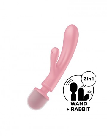 Satisfyer triple lover 2 in 1 wand and rabbit vibrator pink 2