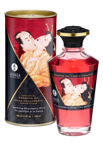 Shunga aphrodisiac warming oil 100ml sparkeling strawberry wine